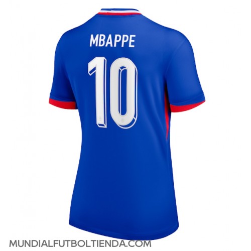 Camiseta Francia Kylian Mbappe #10 Primera Equipación Replica Eurocopa 2024 para mujer mangas cortas